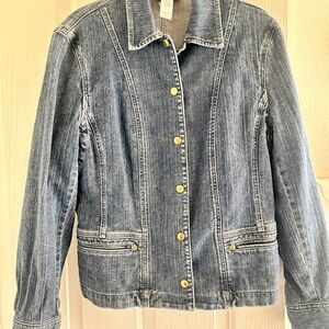 Jones New York Blue Denim Jacket with Gold Accents